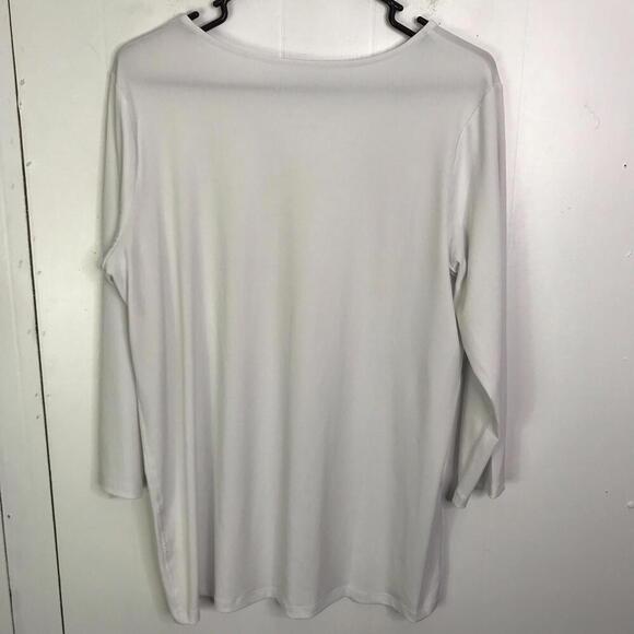 Susan Graver Top Womens Large Modern Essentials V Neck Semi Sheer Capsule - Picture 2 of 8